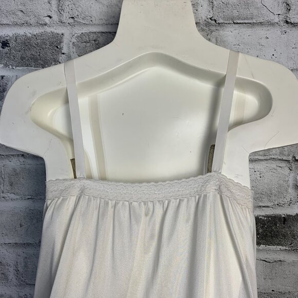 Vintage 90s Satin Lace Trim Hem Square Neck Midi Slip Lingerie Dress Nightgown - Picture 5 of 14